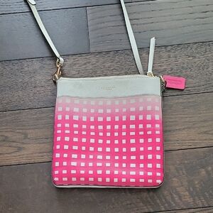Coach Pink and White Gingham Crossbody Bag
